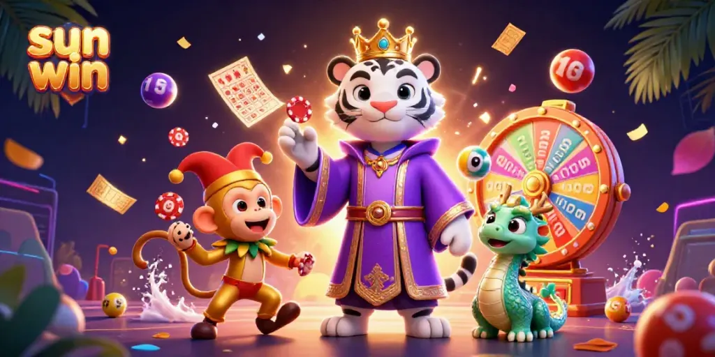 Experience the excitement of sun win with animated gaming elements in vibrant, dynamic casino scene.