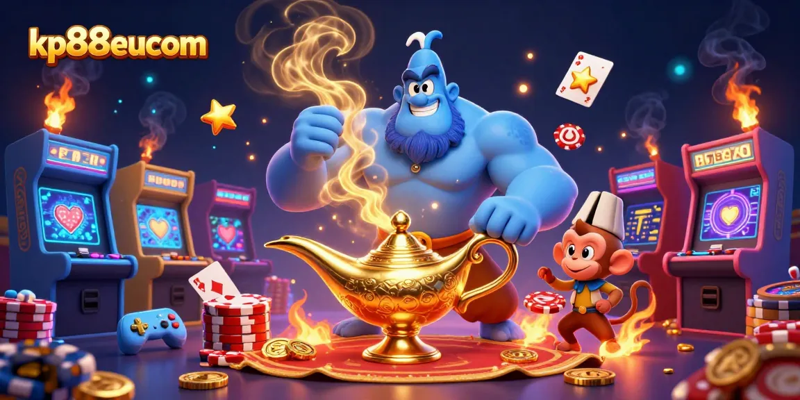 Experience kp88eucom's thrilling online gambling atmosphere with colorful casino elements.