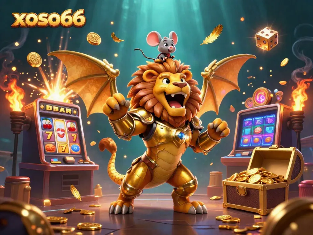 Experience thrilling jackpots at xoso66 with exciting colorful game elements in this vibrant 3D illustration.