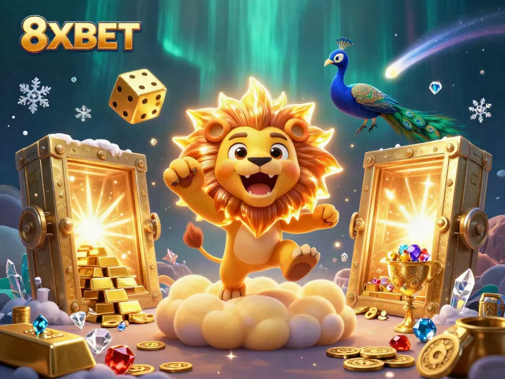 Experience thrilling wins with 8XBET at an extravagant casino scene filled with treasures.