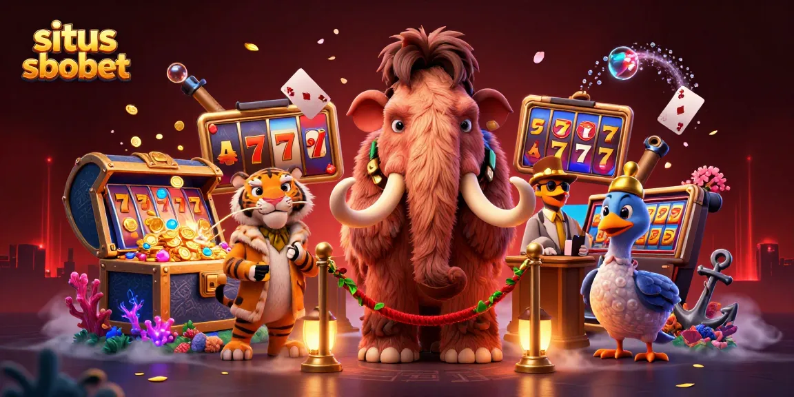 Experience the thrills of situs sbobet with a dynamic casino scene featuring unique characters and exciting elements.