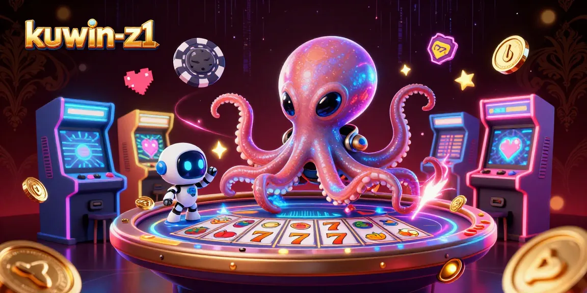 Engage in thrilling gameplay at kuwin-z1 with a fun alien-themed casino illustration featuring poker action.
