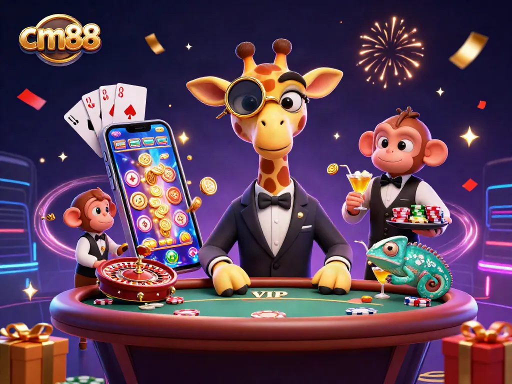 Engage with cm88 by enjoying a vibrant 3D casino experience with high-roller characters and lively gaming action.