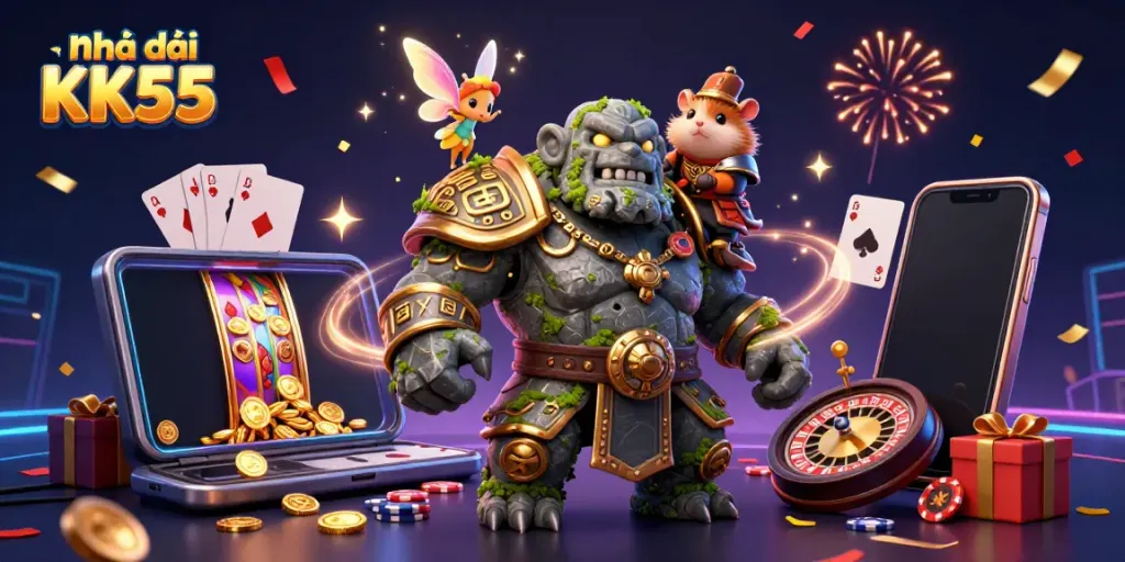 Engage with thrilling games at Nhà cái KK55 featuring vibrant characters and exciting casino elements.