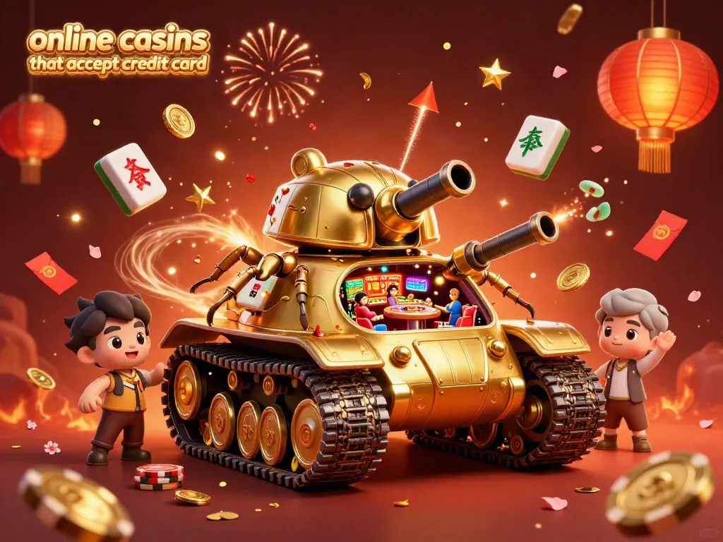 Engage with online casinos that accept credit card through a vibrant 3D illustration featuring a golden beetle tank casino.
