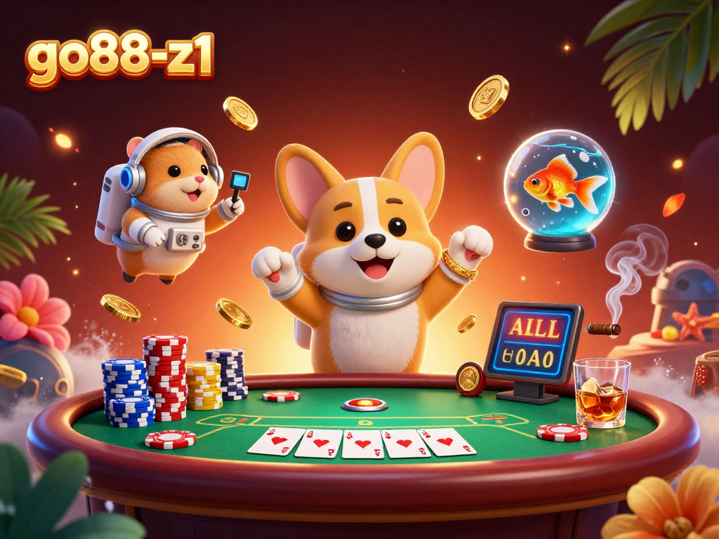 Experience thrilling poker action with go88-z1 in a vibrant space casino scene.
