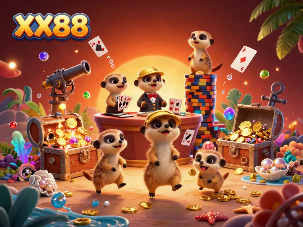 Experience thrilling casino action with XX88's meerkat characters in an underwater world.