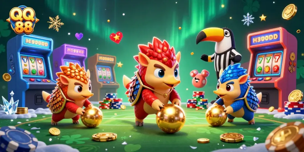 Experience thrilling blackjack action at QQ 88 with dynamic pangolin characters and casino elements.