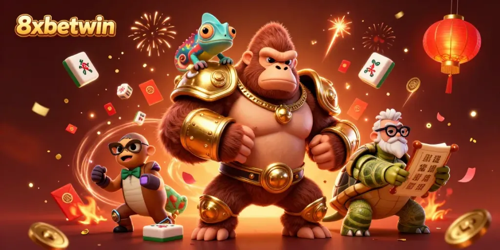 Experience thrilling gameplay action at 8xbetwin with dynamic characters and festive gambling elements.