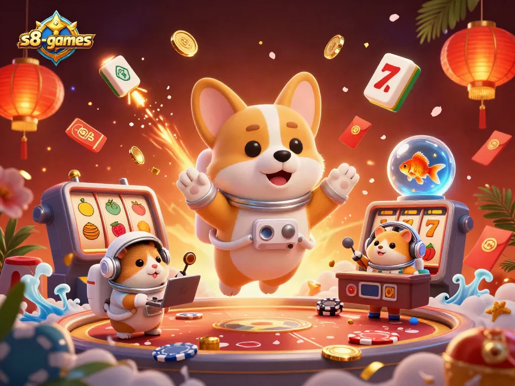 Engage with thrilling fun at s8-games, exploring the dynamic space casino with corgi astronaut!
