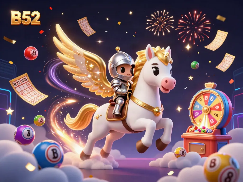 Experience the thrill of B52 gambling with a vibrant lottery scene filled with excitement and dynamic elements.