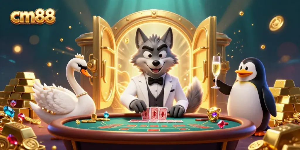 Experience thrilling table games at cm88 with a dazzling 3D casino illustration.