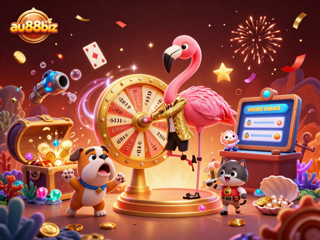 Experience the excitement of au88biz with animated characters celebrating casino wins in vibrant detail.