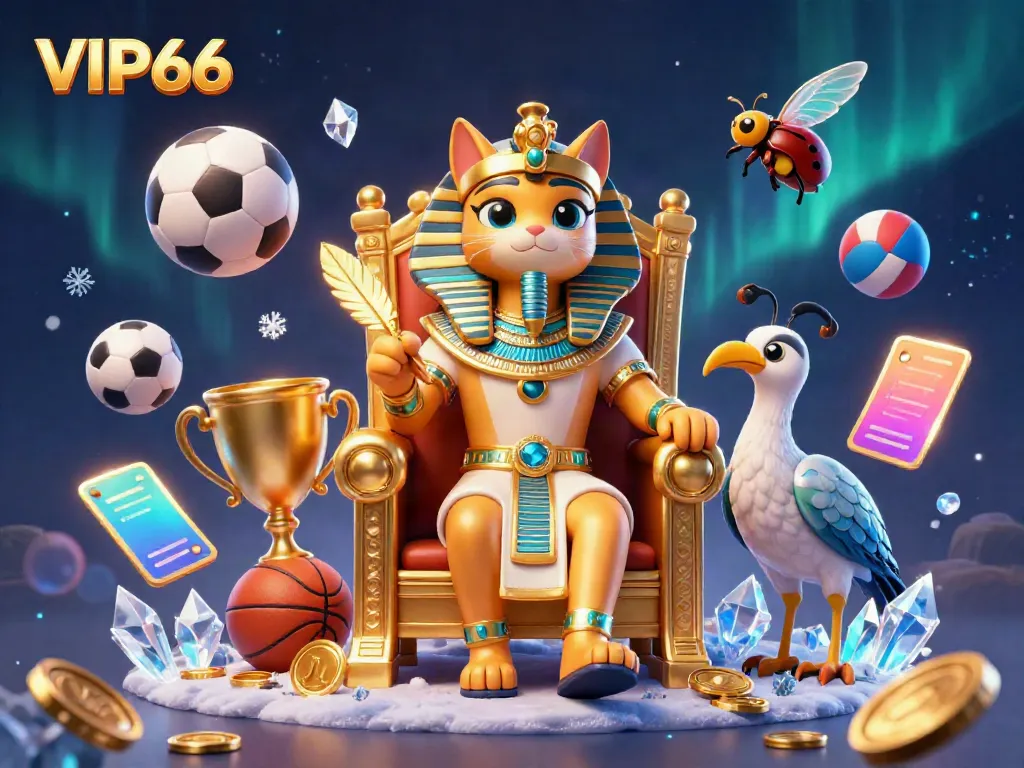 Experience thrilling gameplay at VIP66, featuring an Egyptian-themed casino scene with dynamic sports elements.