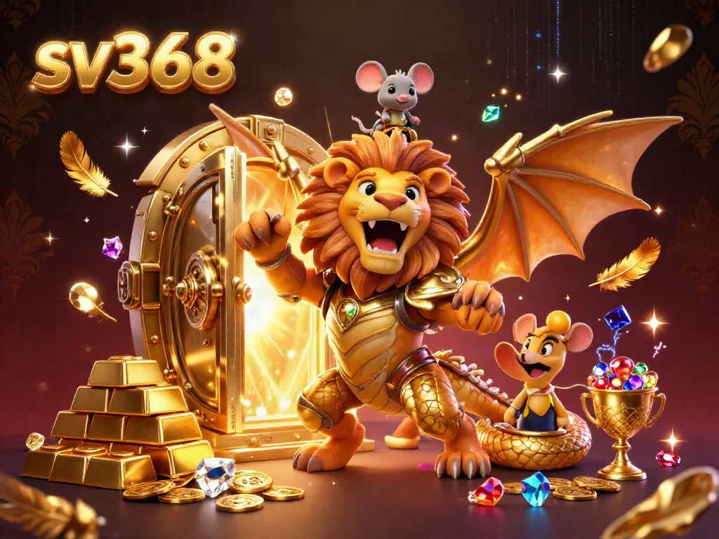 Experience thrilling wins with sv368's captivating golden creature illustration and treasure-filled atmosphere.