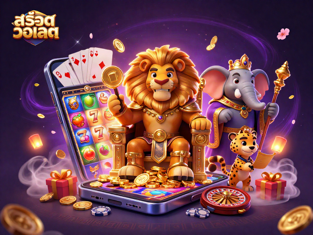 Engage in สล็อตวอเลท adventures with a lion king, elephant advisor, and cheetah messenger.