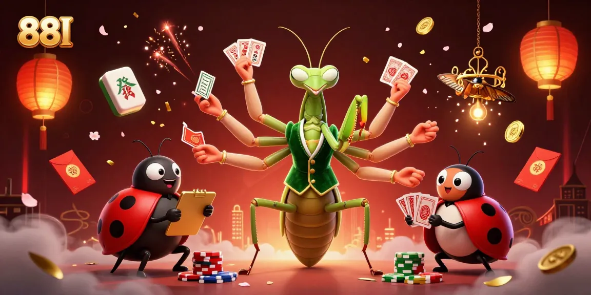 Engage with 88I in this vibrant scene showcasing a gambling-themed extravaganza filled with lively characters and rich casino elements.