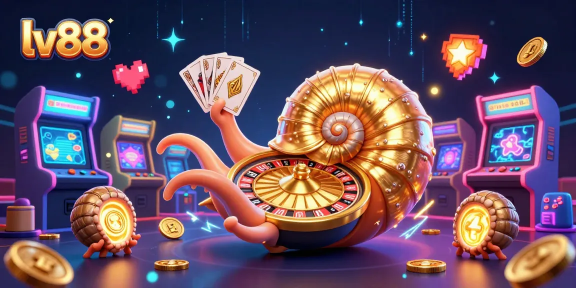 Experience the thrill of lv88 casino with a vibrant illustration of a giant nautilus roulette wheel and gaming elements.